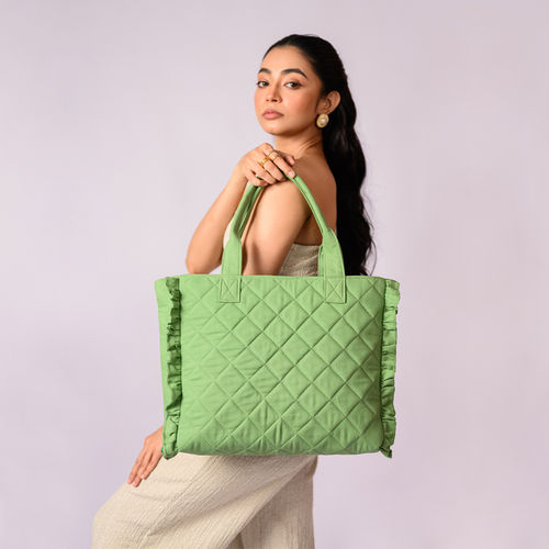 Earth Bags Quilted Canvas Tote Bag Green
