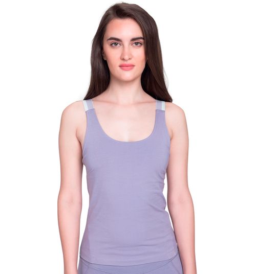 Satva Organic Cotton Sports Cami Tank Top For Women - Purple (XL)