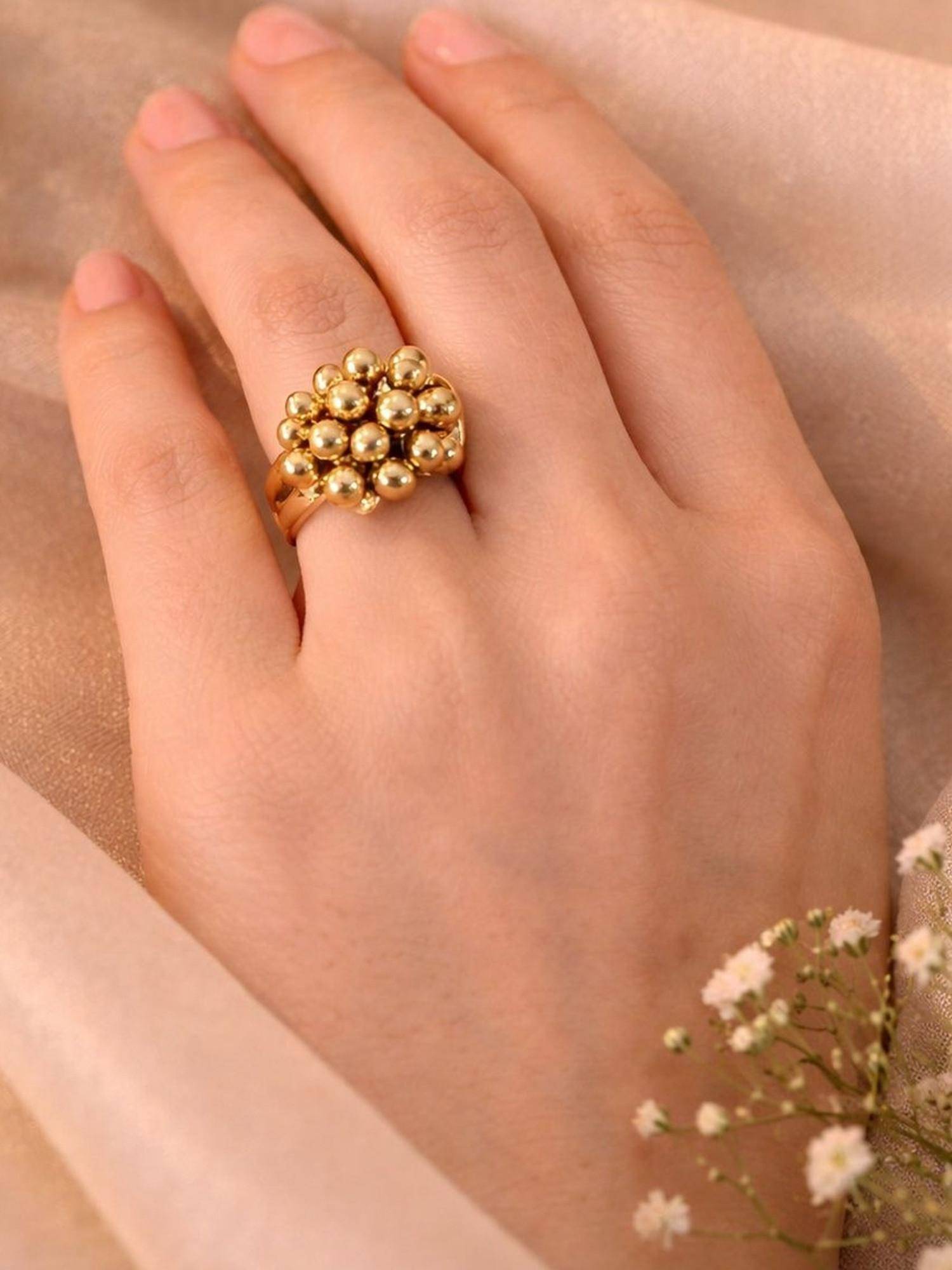 SUGARFRILL Gold Plated Cluster Beaded Statement Ring