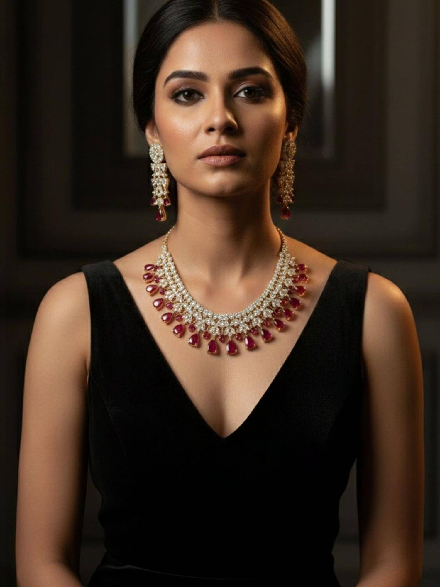 SUGARFRILL 18K Gold Plated AD Cubic Zirconia Necklace set