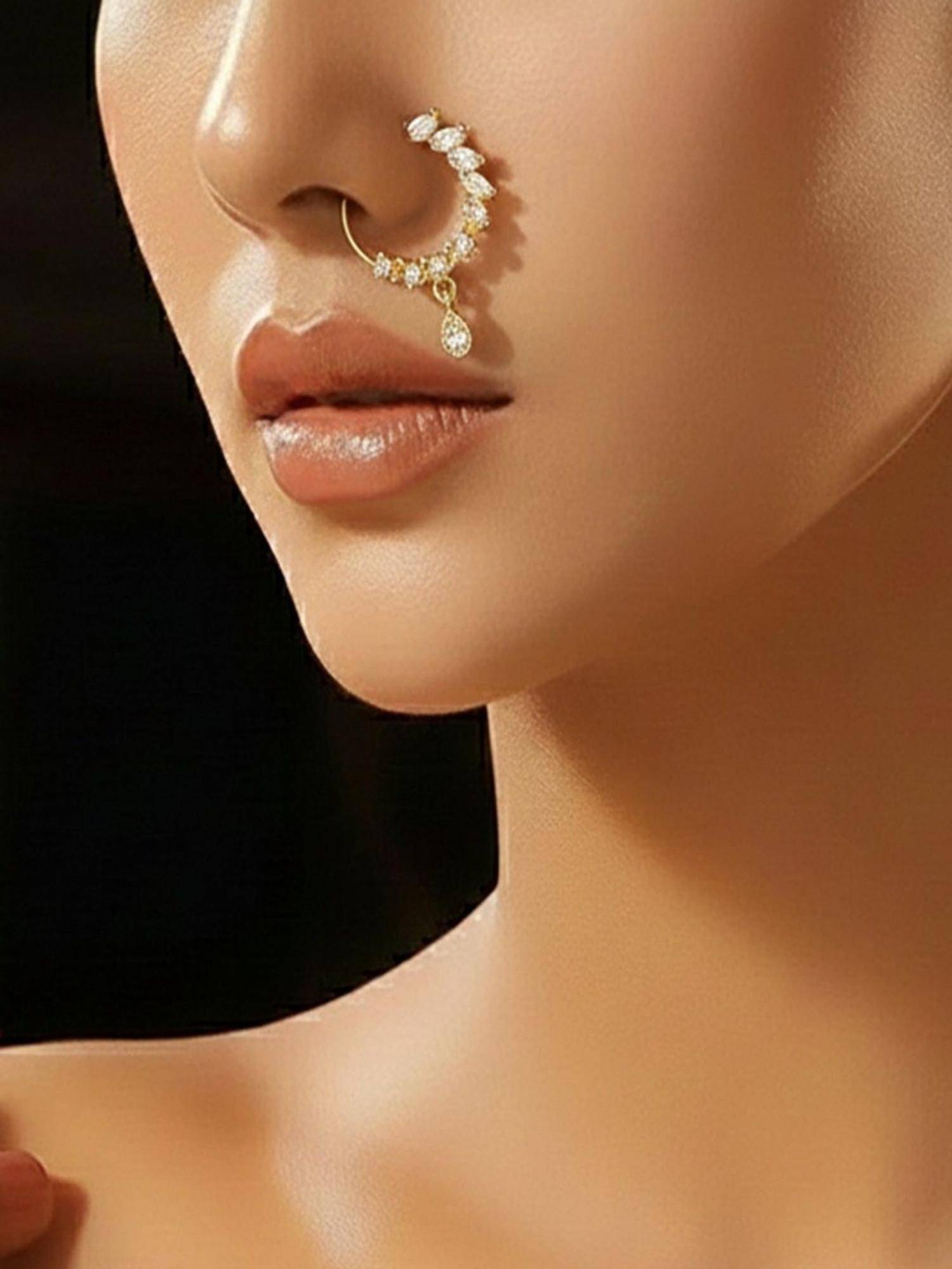 SUGARFRILL Drop Charm Gold Plated Crystal Nose Ring