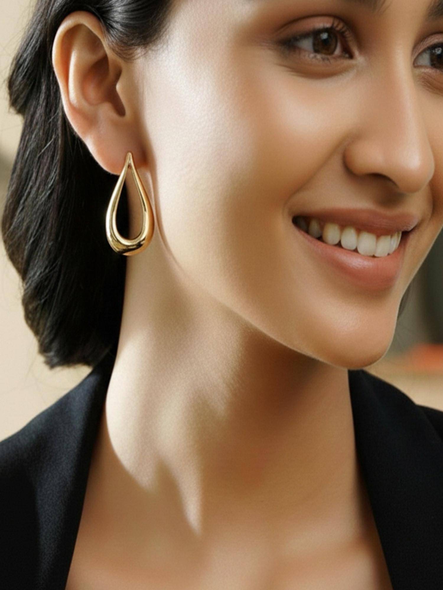 SUGARFRILL 18K Gold Plated Waterproof Teardrop Earrings