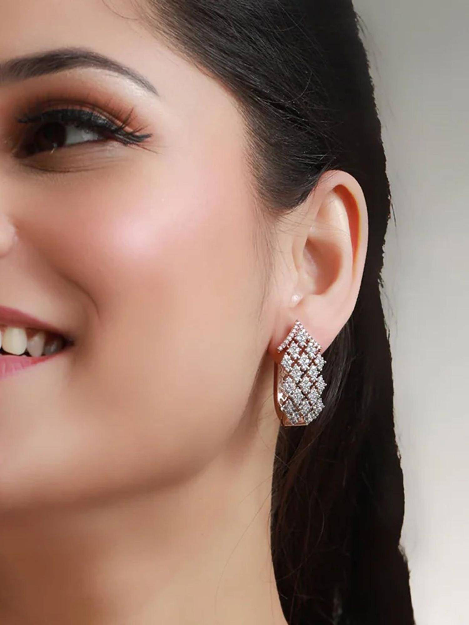 SUGARFRILL Gold Plated CZ Cluster Hoop Earrings