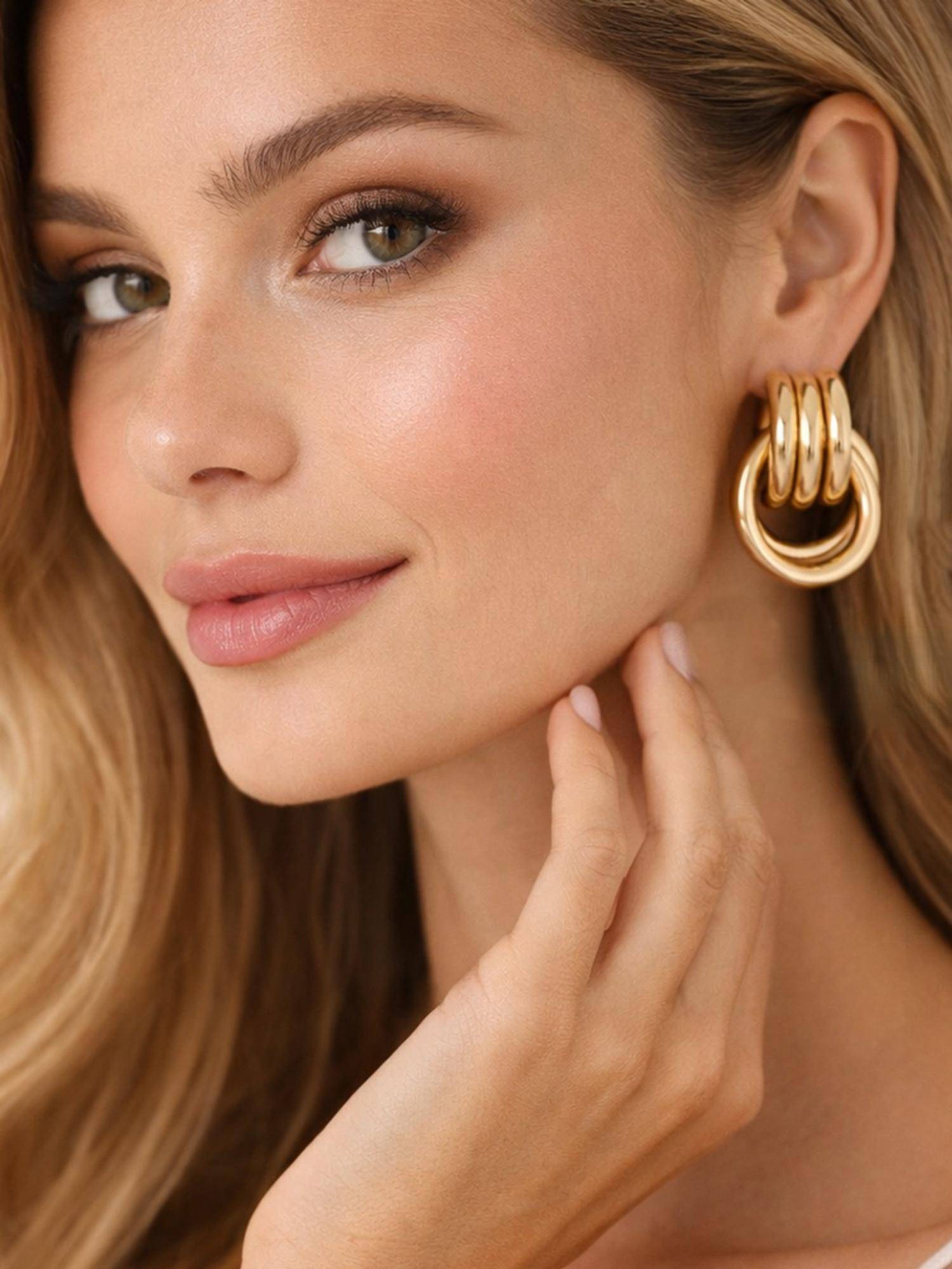 SUGARFRILL Womens Party Gold Plated Dual Drop Earrings