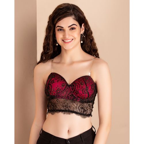 Buy Clovia Padded Underwired Full Cup Strapless & Backless Longline Bralette  In Black - Lace Online