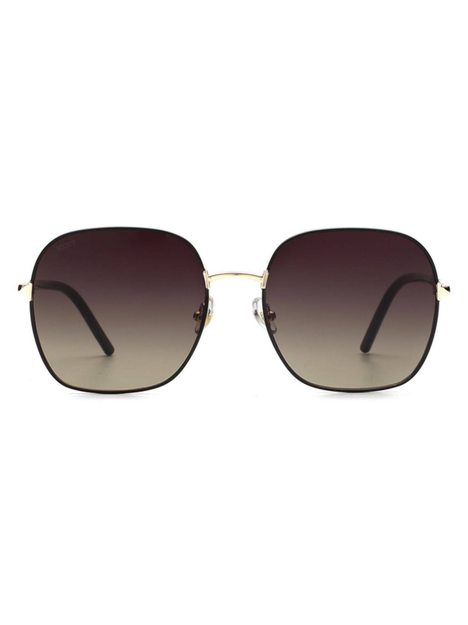 Scott Sunglasses Women UV Protected Round Green Lens Smoke Sunglasses (57)