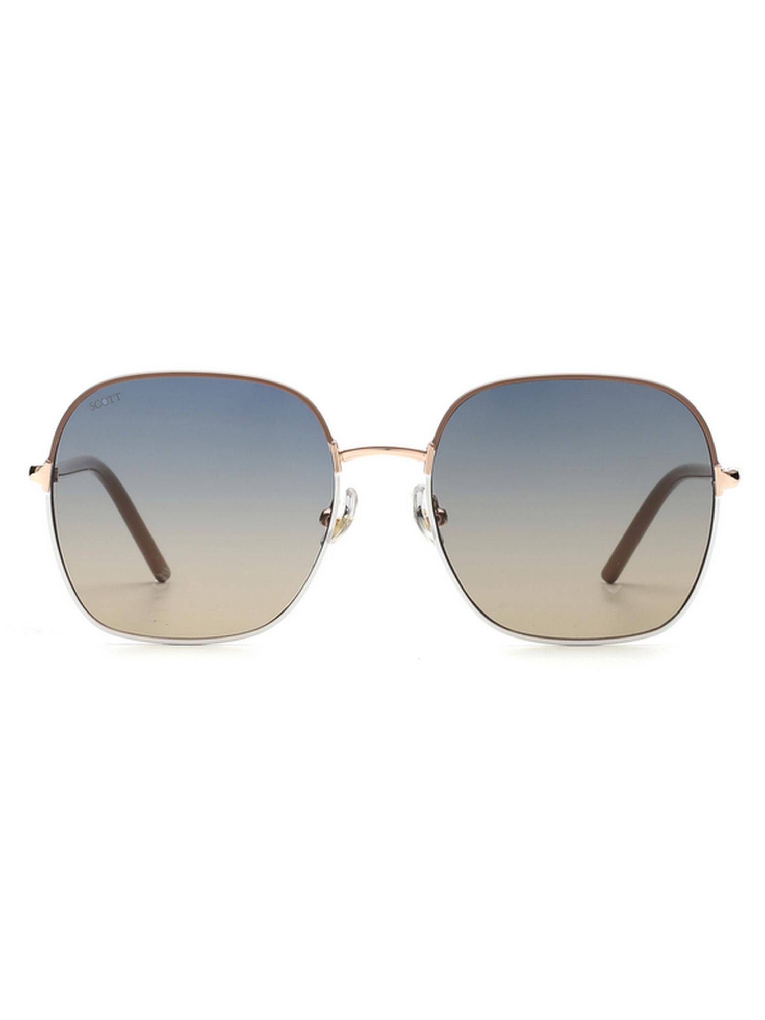 Scott Sunglasses Women UV Protected Round Blue Lens Smoke Sunglasses (57)