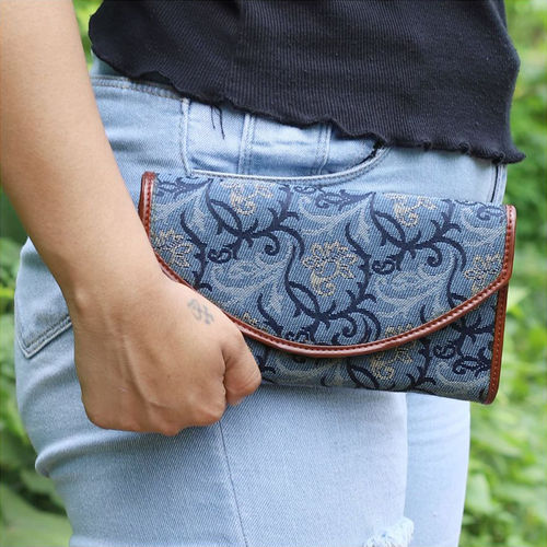 Buy The Clownfish Blue Faux Leather Snap Flap Closure Womens