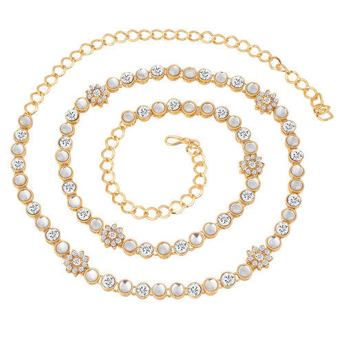 Peora Traditional Jewellery 18K Gold Plated Kundan Waist Belt Kamarband  Belly Chain (PF37BCHB003W)