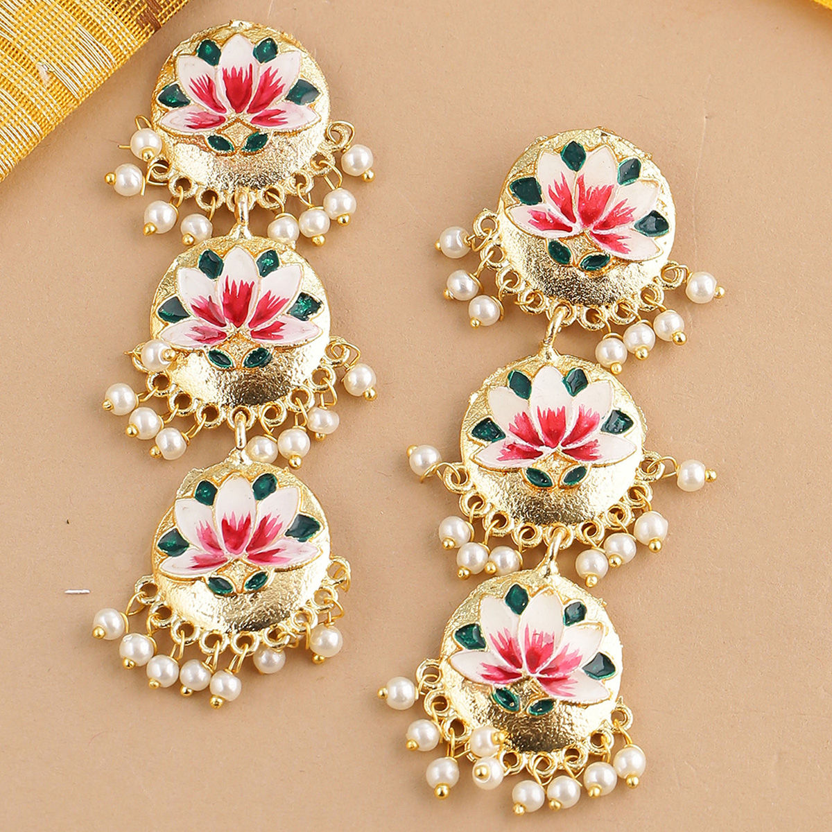 White hot sale meenakari earrings