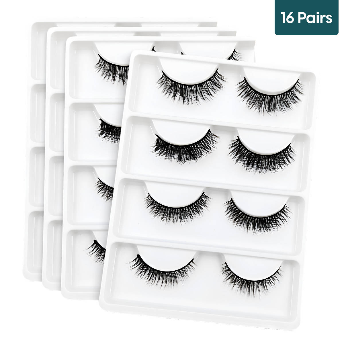 Matra False Eyelashes Natural Looking 3D Fake Lashes - 16 Pairs