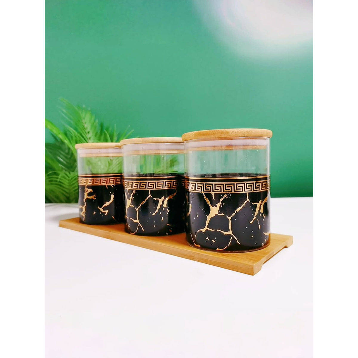 The Better Home Borosilicate Canister Set (3Pcs) 850Ml (Green)