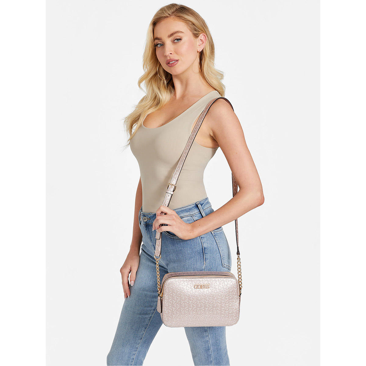 Guess Women Peach Crossbody Sling Bag