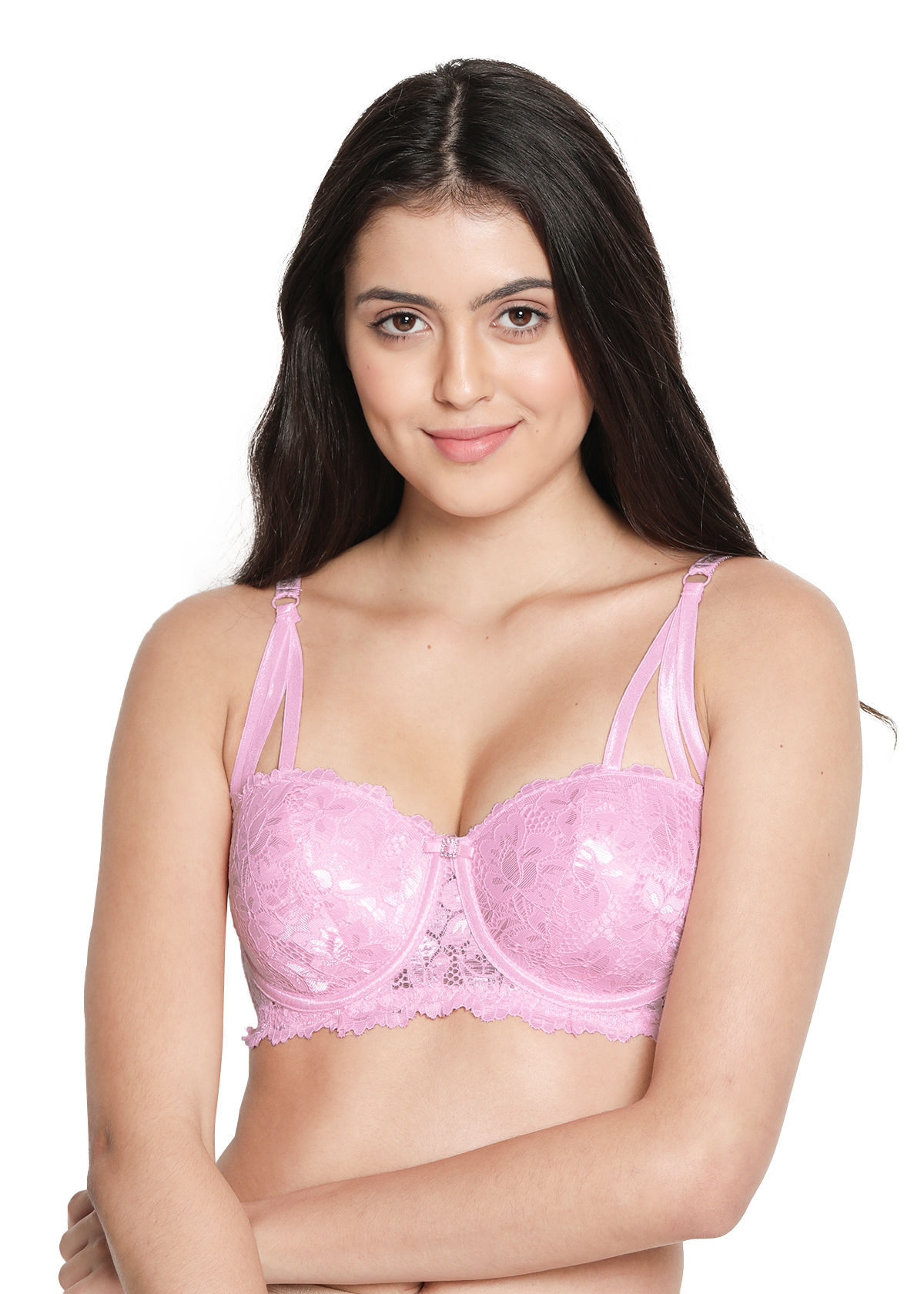 Shyaway Susie Demi Coverage Wired Strappy Front Balconette Padded Bra Multicolorpack Of 3 8820