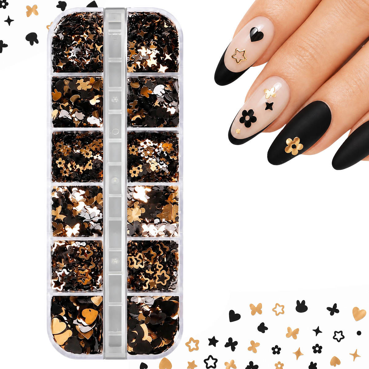 Matra Nail Art Glitter Sequins Kit Sticker Charms Manicure Set Accessories For Press Stick On Nails