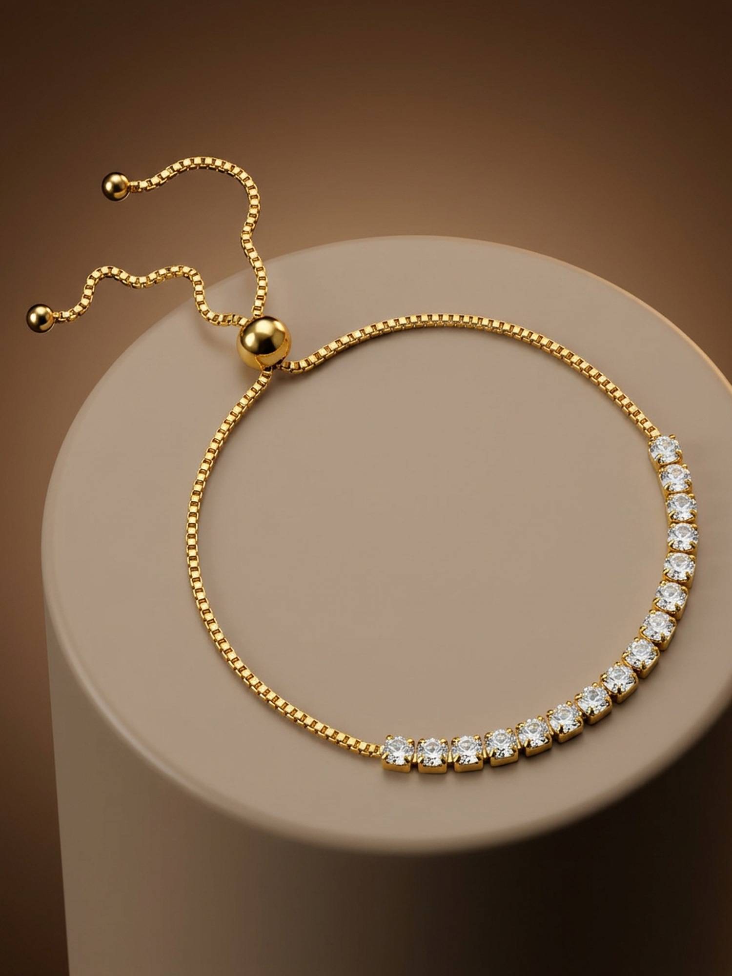 ELRA White 18K Gold Plated Halo Tennis Bracelet