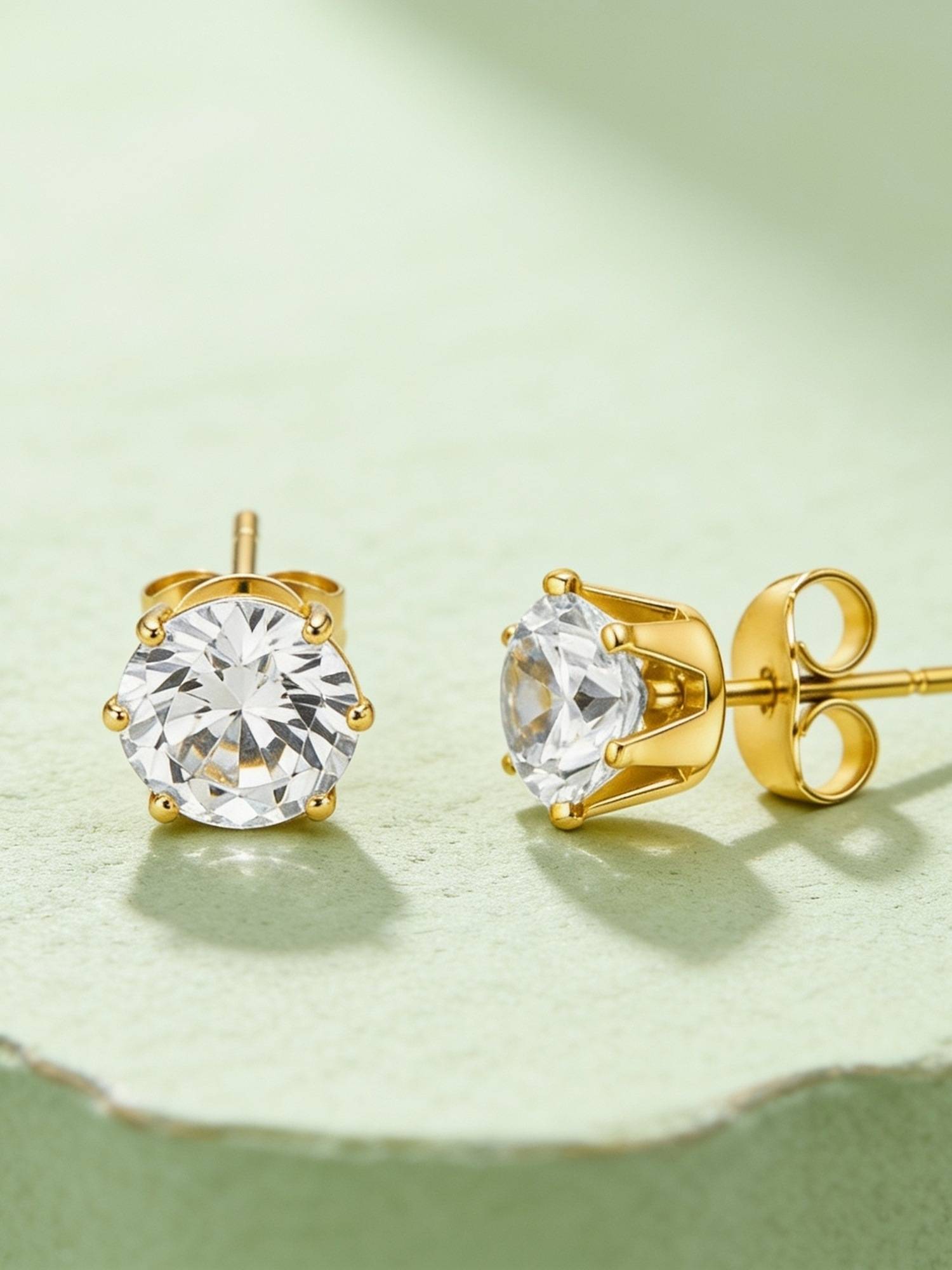ELRA White 18K Gold Plated Petal Crown Studs Earrings