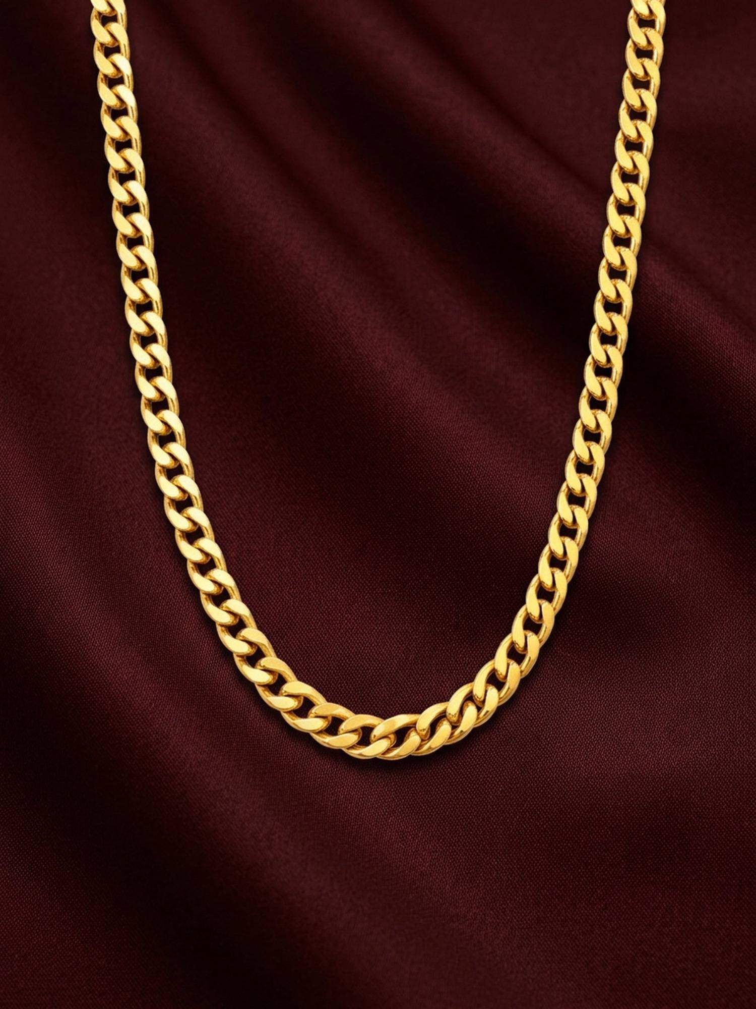 ELRA Gold 18K Gold Plated Golden Curb Chain