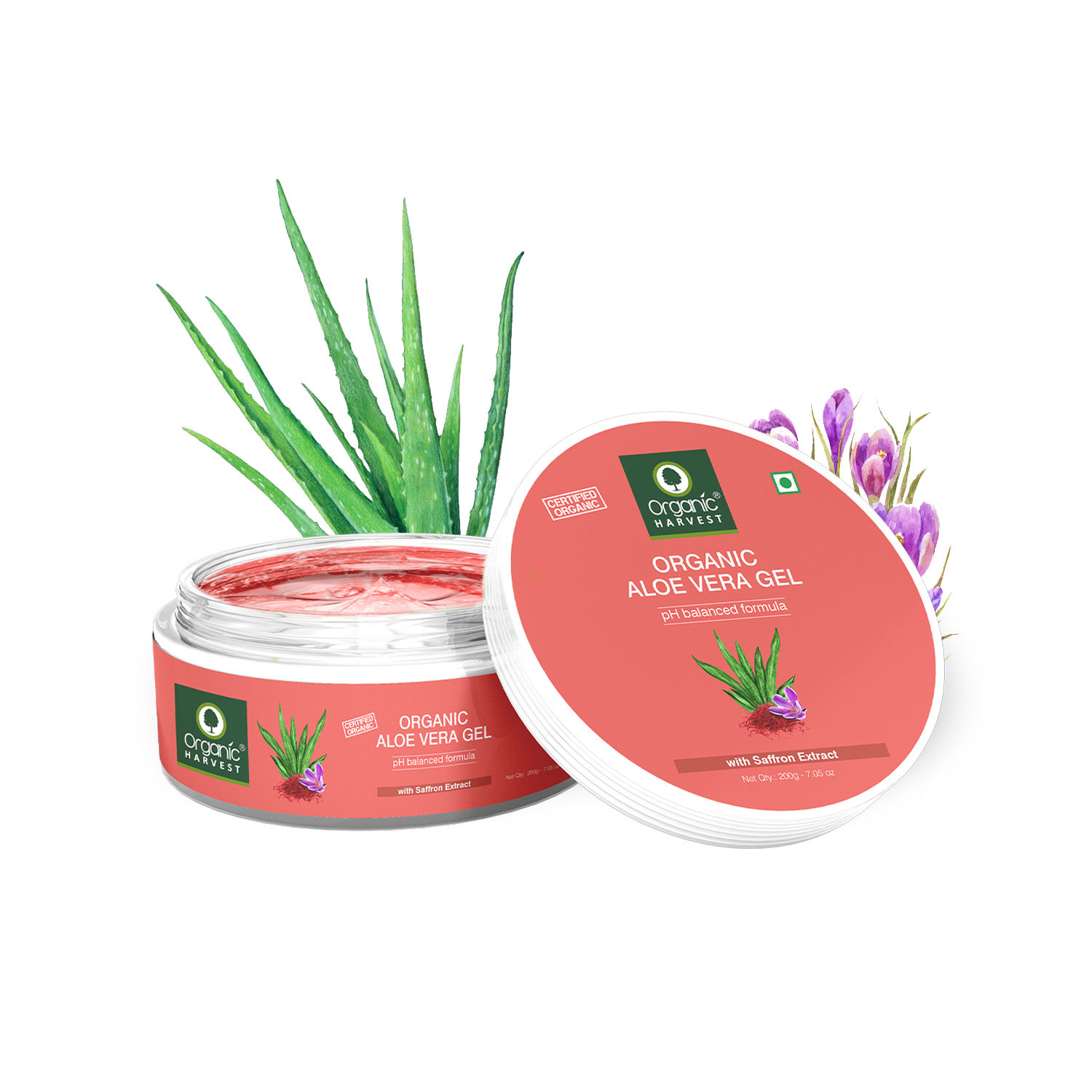 Organic Harvest Aloe Vera Gel Enriched With 100 Pure Aloe Vera Leaf And Saffron Extracts Buy 5379