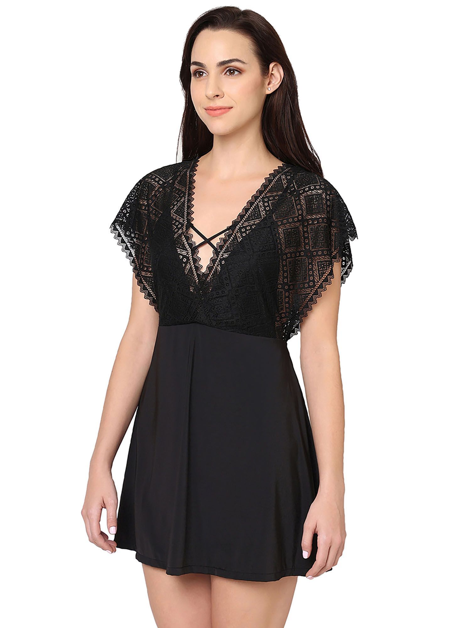 Wacoal Gaia Collection Short Lacy Babydoll Chemise Black: Buy Wacoal ...