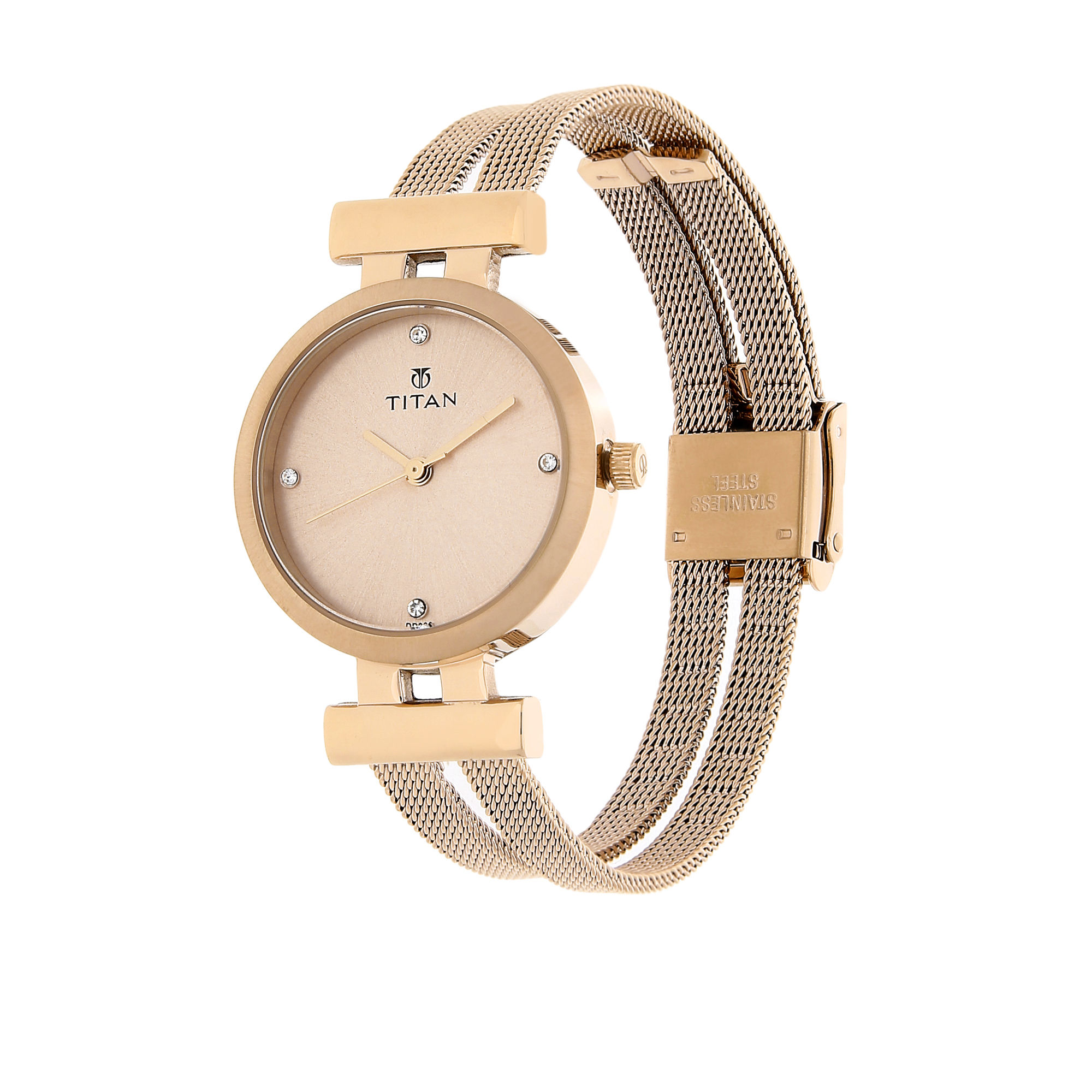 titan rose gold ladies watch