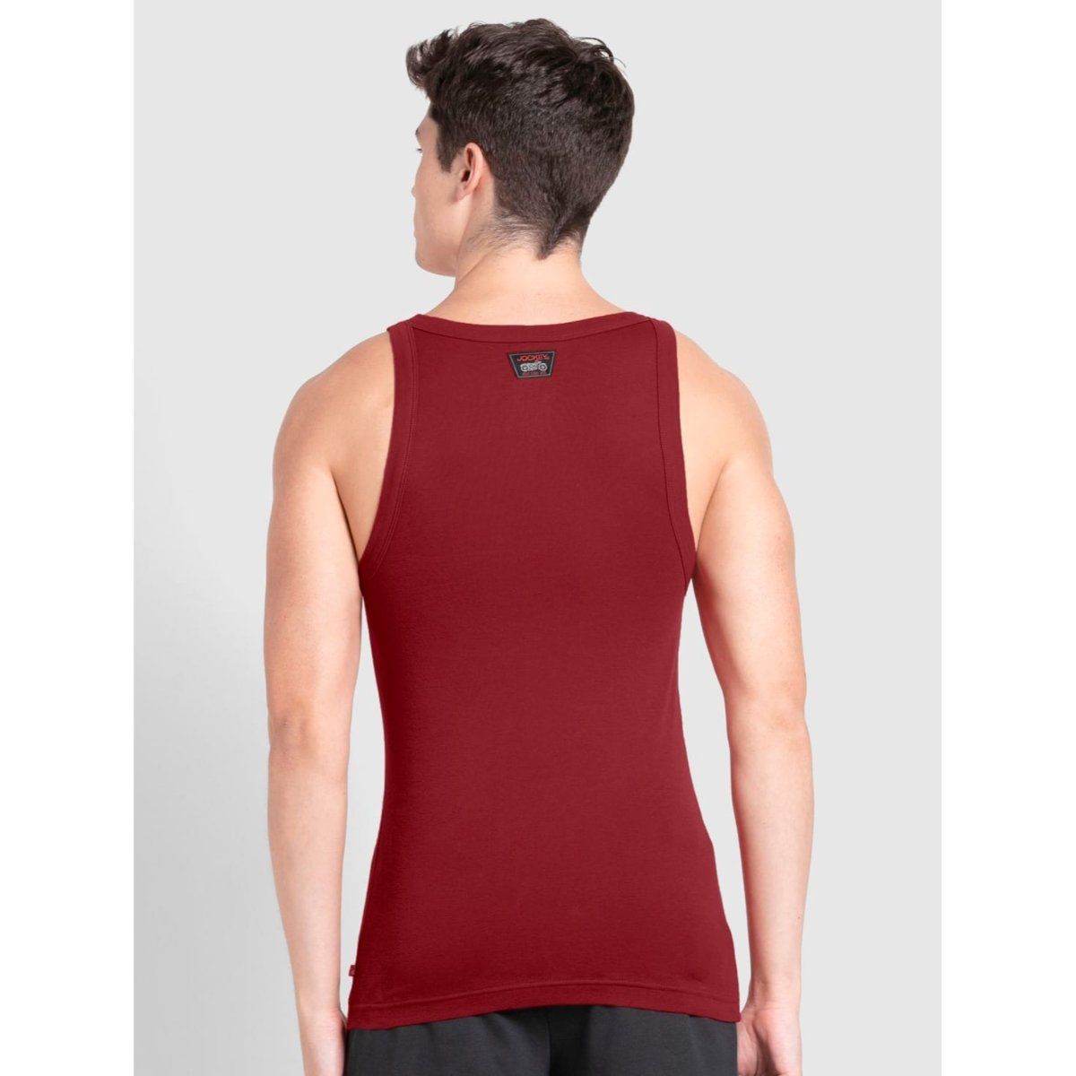 Jockey US26 Mens Super Combed Cotton Scoop Neck Gym Vest Maroon Buy