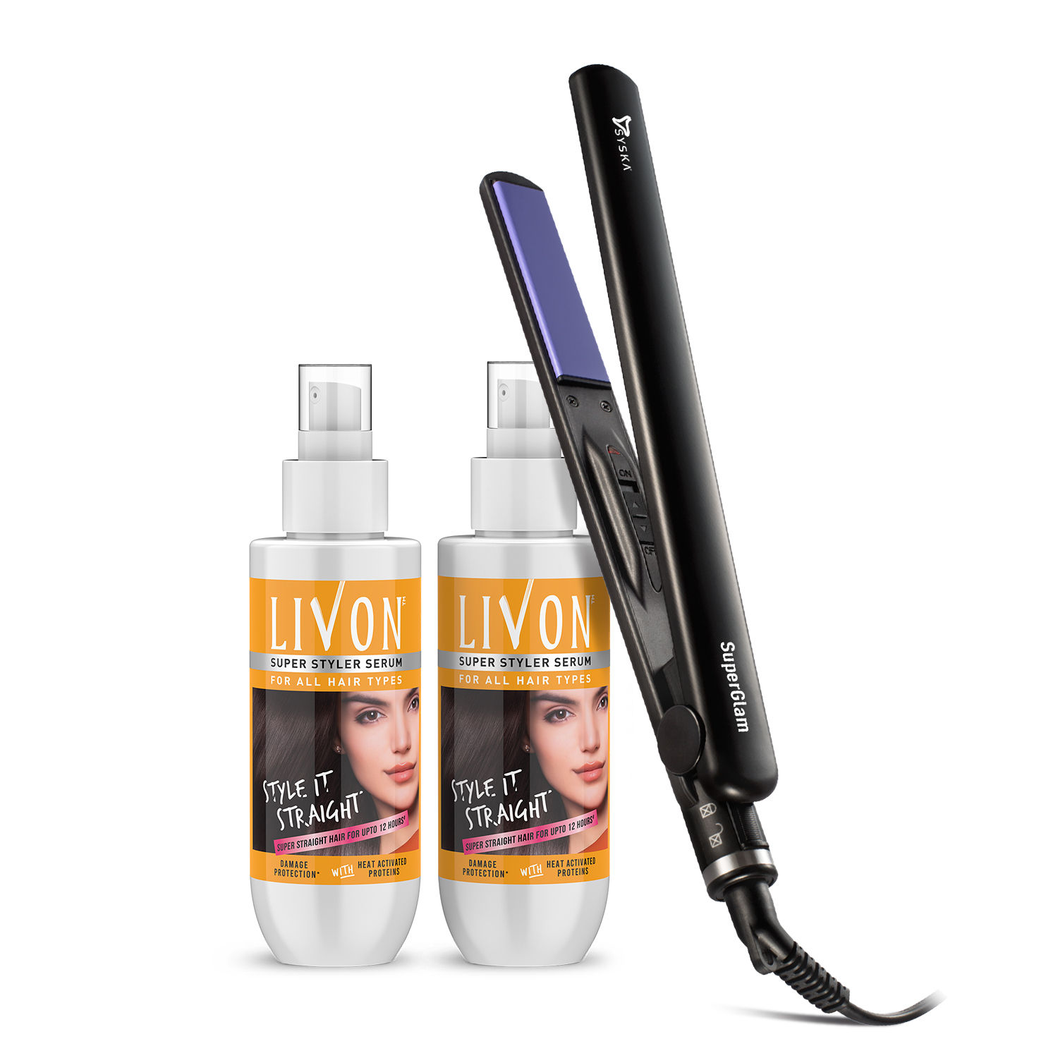 Livon Serum For Women & Men For Hair Straightening ( Pack Of 2) + Syska Hair  Straightener: Buy Livon Serum For Women & Men For Hair Straightening ( Pack  Of 2) +