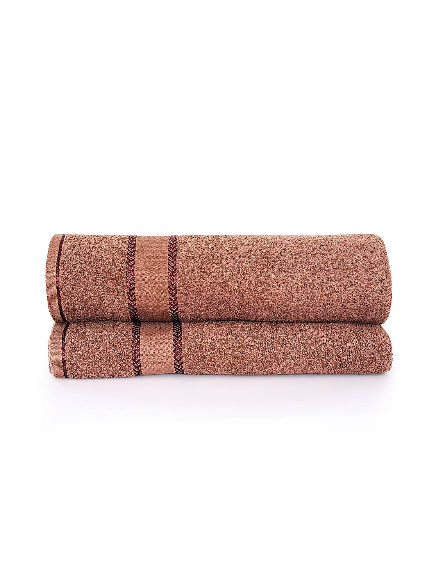 Layers Everfresh 100% Cotton 380 GSM Bath Towel Brown (Pack of 2)