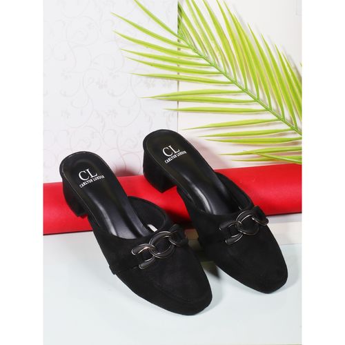 Block Heel Black Suede Mules Heels Josie Black Suede