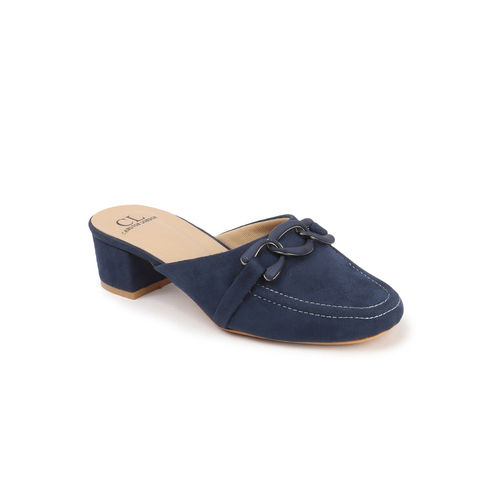 Heeled Mules Suede Bow Mules Buy Carlton London Women Solid Navy