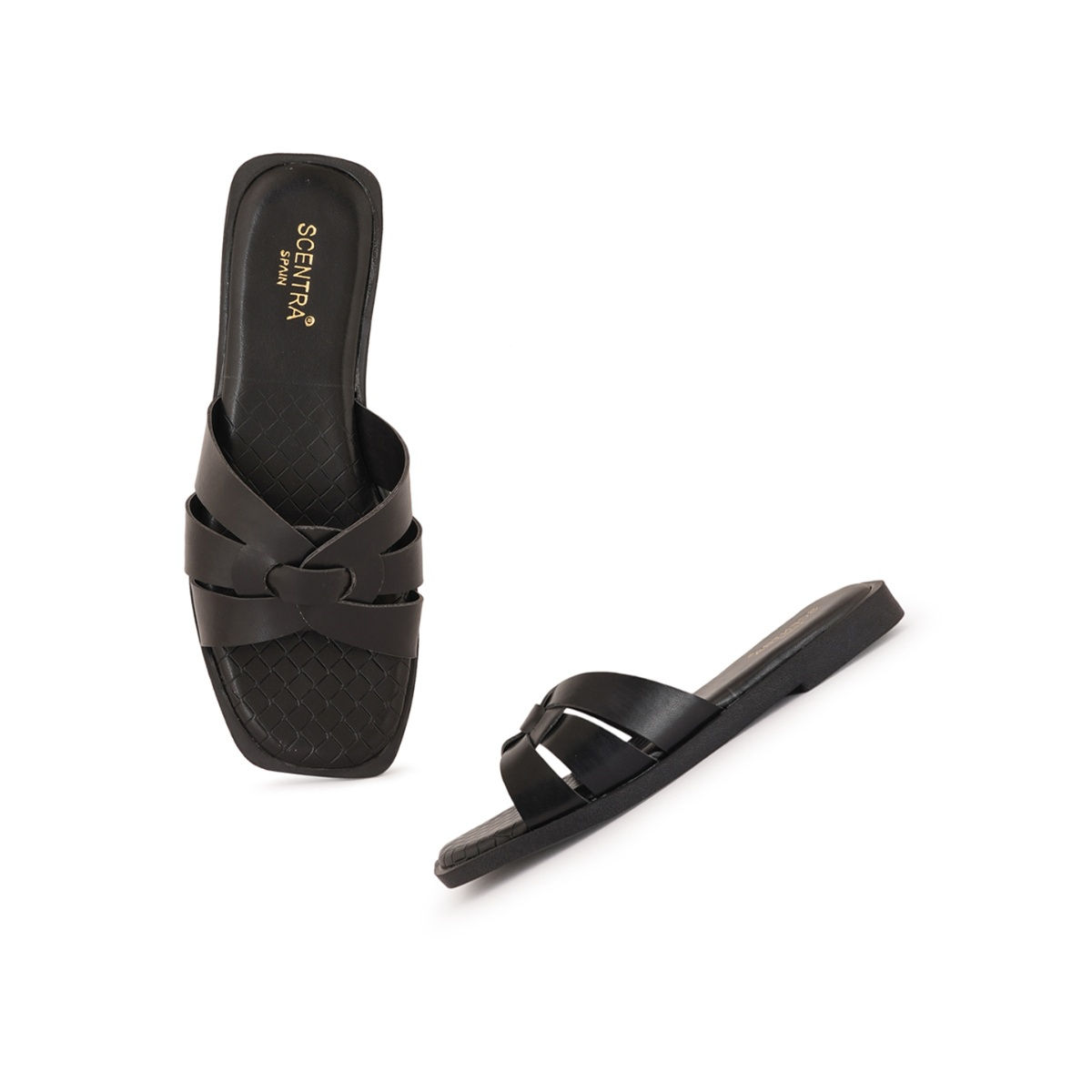 SCENTRA Solid Black Slippers: Buy SCENTRA Solid Black Slippers Online ...
