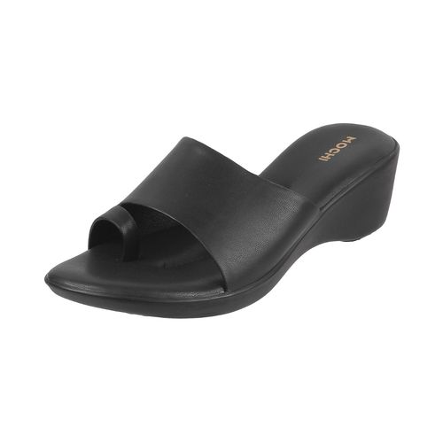 Buy Mochi Black Casual Wedge Sandals Online