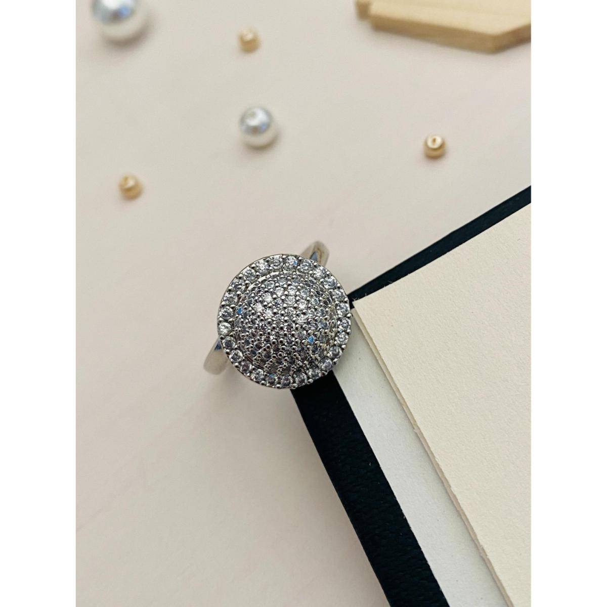 Abdesigns High Quality Silver Plated American Diamond Ring - Silver