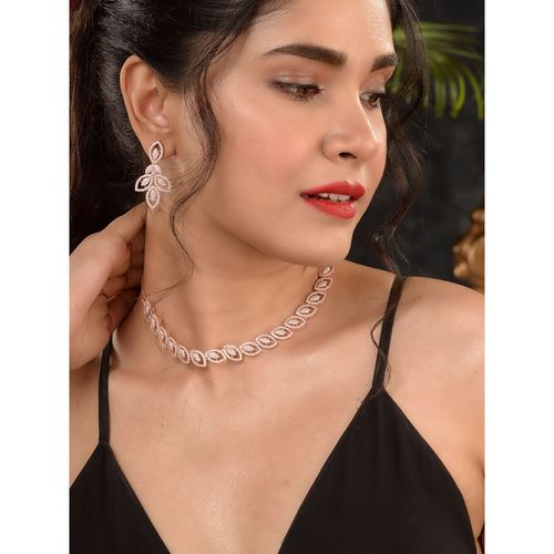 Buy Saraf RS Jewellery Rose Gold Plated Cz Studded Geometric