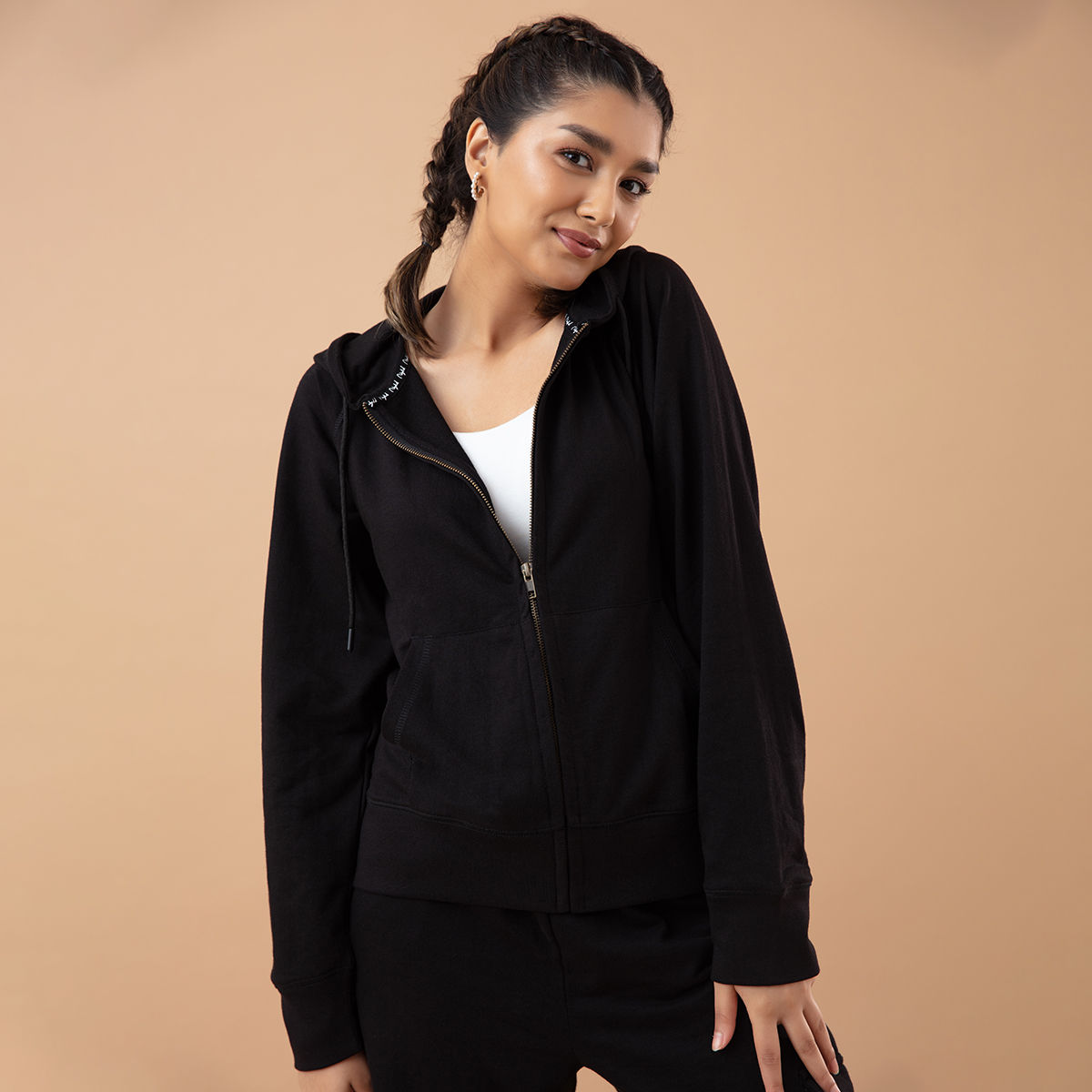 Buy Nykd All Day Your Go- To Full Zip Hoodie-Nyat083 Anthracite Online