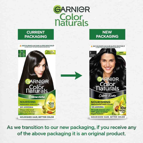 Garnier Color Naturals Creme Riche Hair Color - 1 Natural Black: Buy Garnier  Color Naturals Creme Riche Hair Color - 1 Natural Black Online at Best  Price in India | NykaaMan