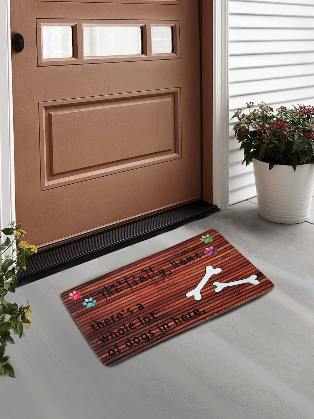 FABINALIV Multicolor Striped Polyester Door Mat