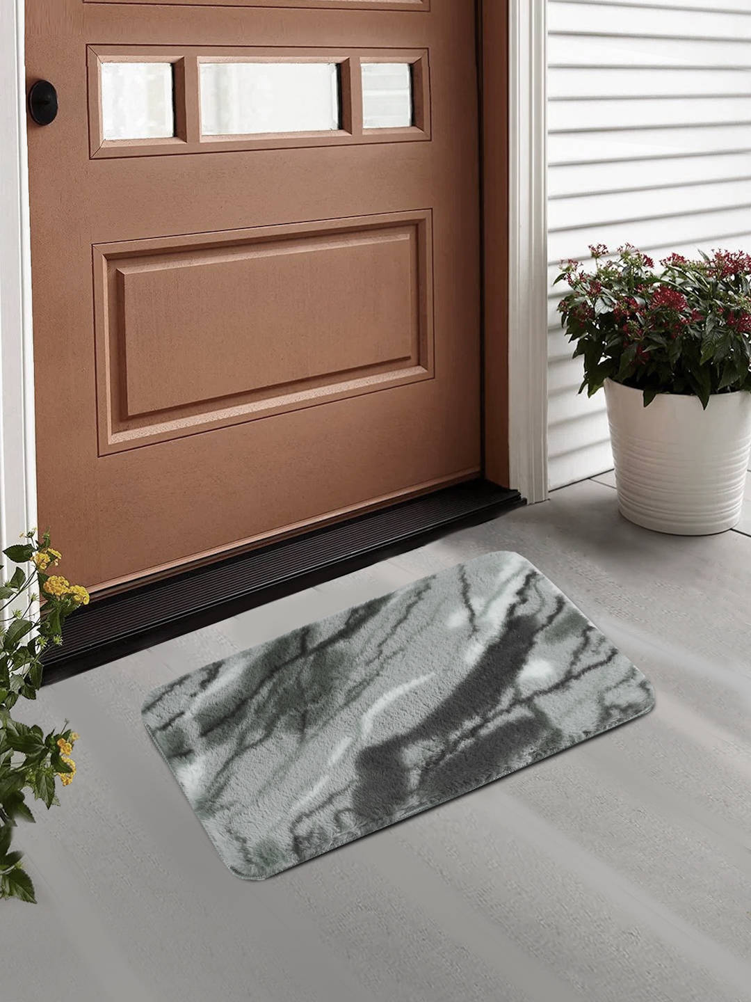 FABINALIV Grey Abstract Polyester Door Mat