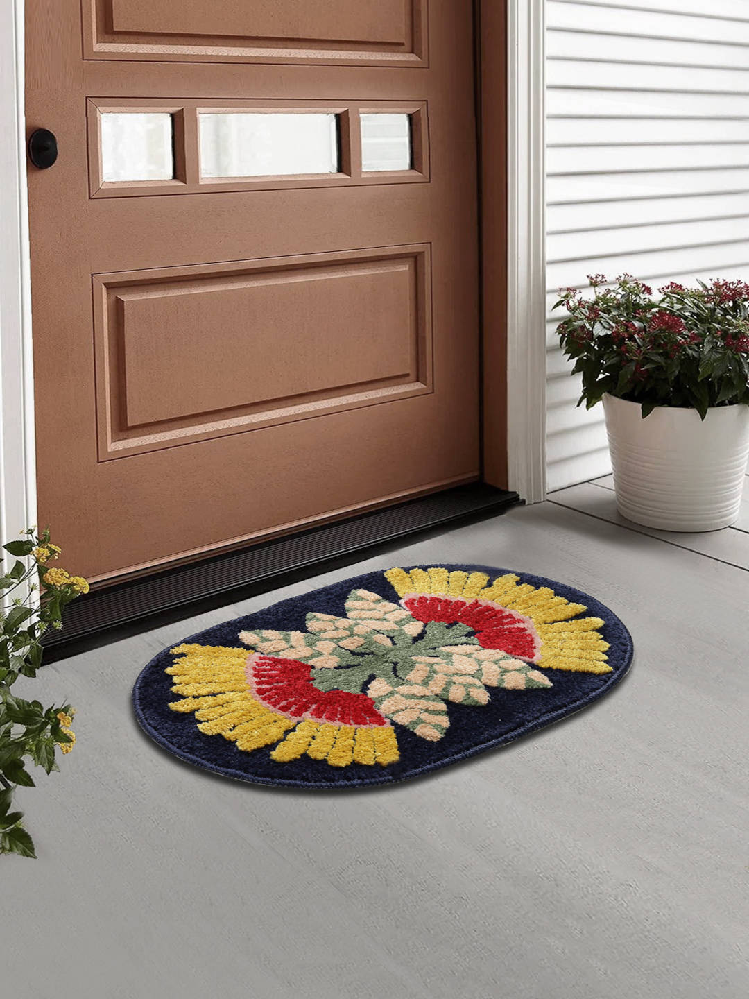 FABINALIV Multicolor Ethnic Cotton Blend Door Mat