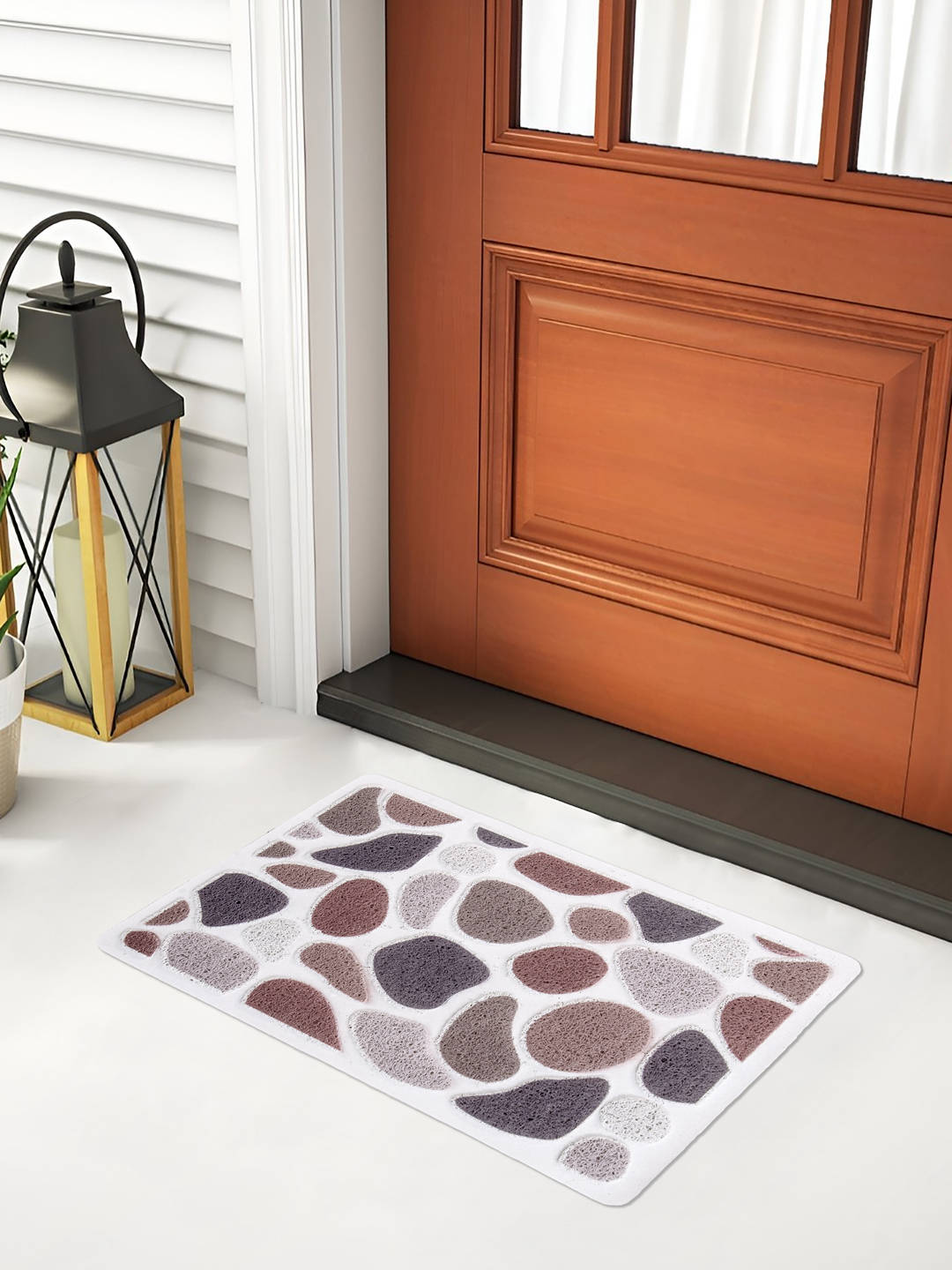 FABINALIV Multicolor Abstract Rubber Anti Skid Door Mat