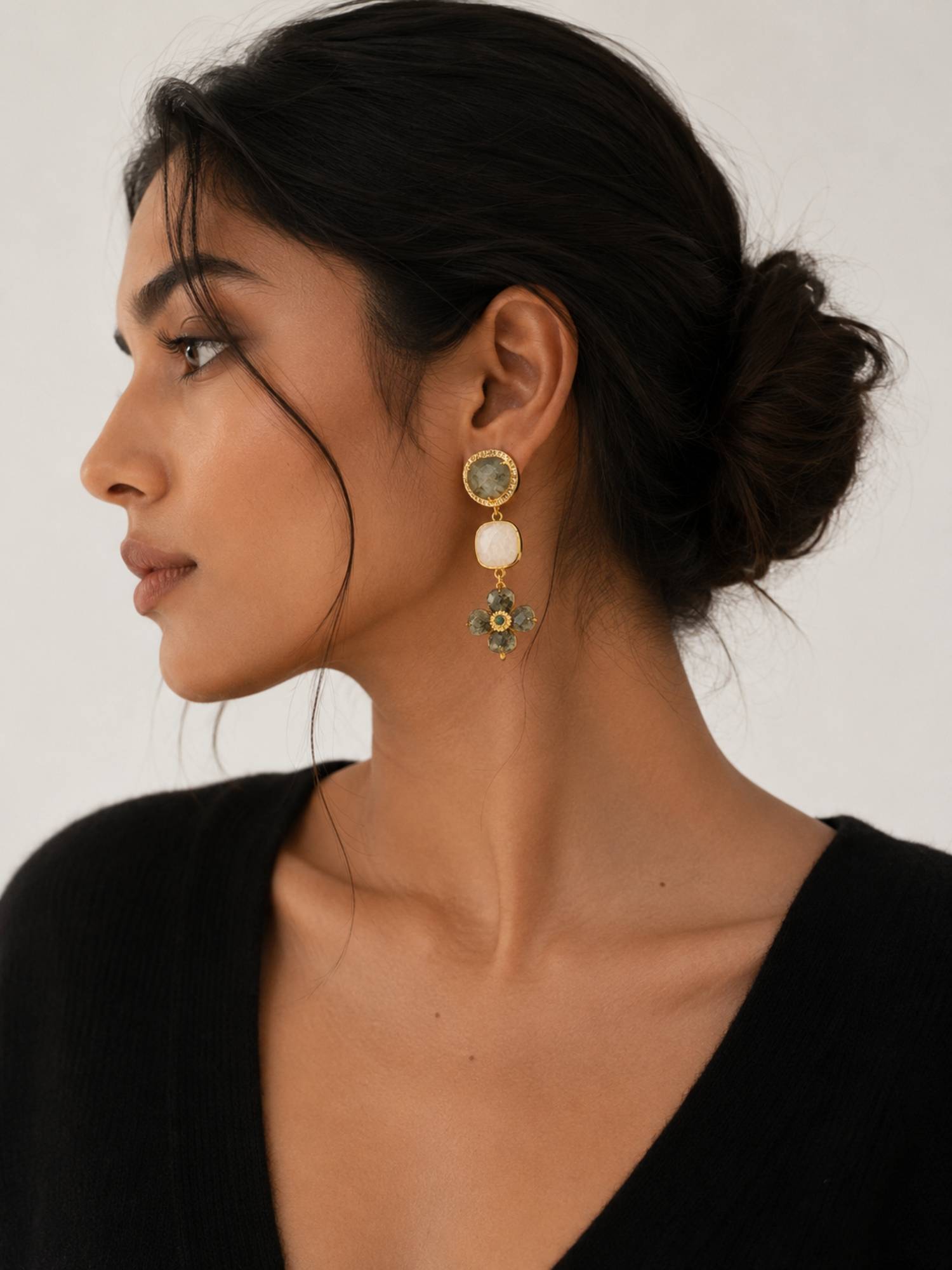 Curio Cottage Pretty Green Petal Dangler Earrings