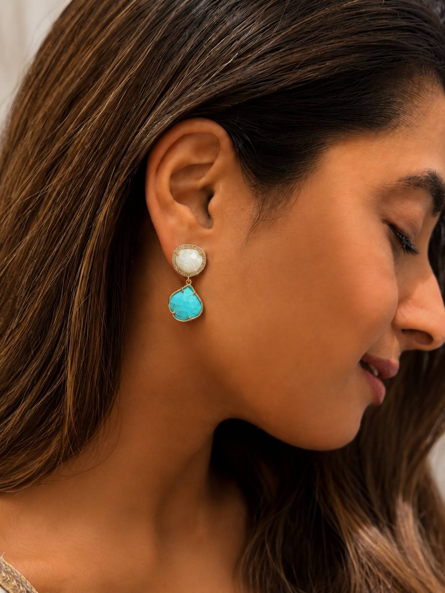 Curio Cottage Turquoise Stone Drop Earrings