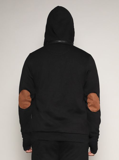 Buy Campus Sutra Men Jet Black Zip-Front Travel Hoodie Sweatshirt