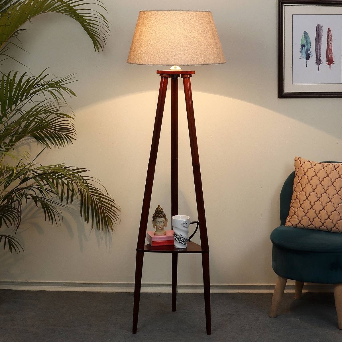 Tu Casa Floor Lamp Mango Wood Base & Beige Jute Shade