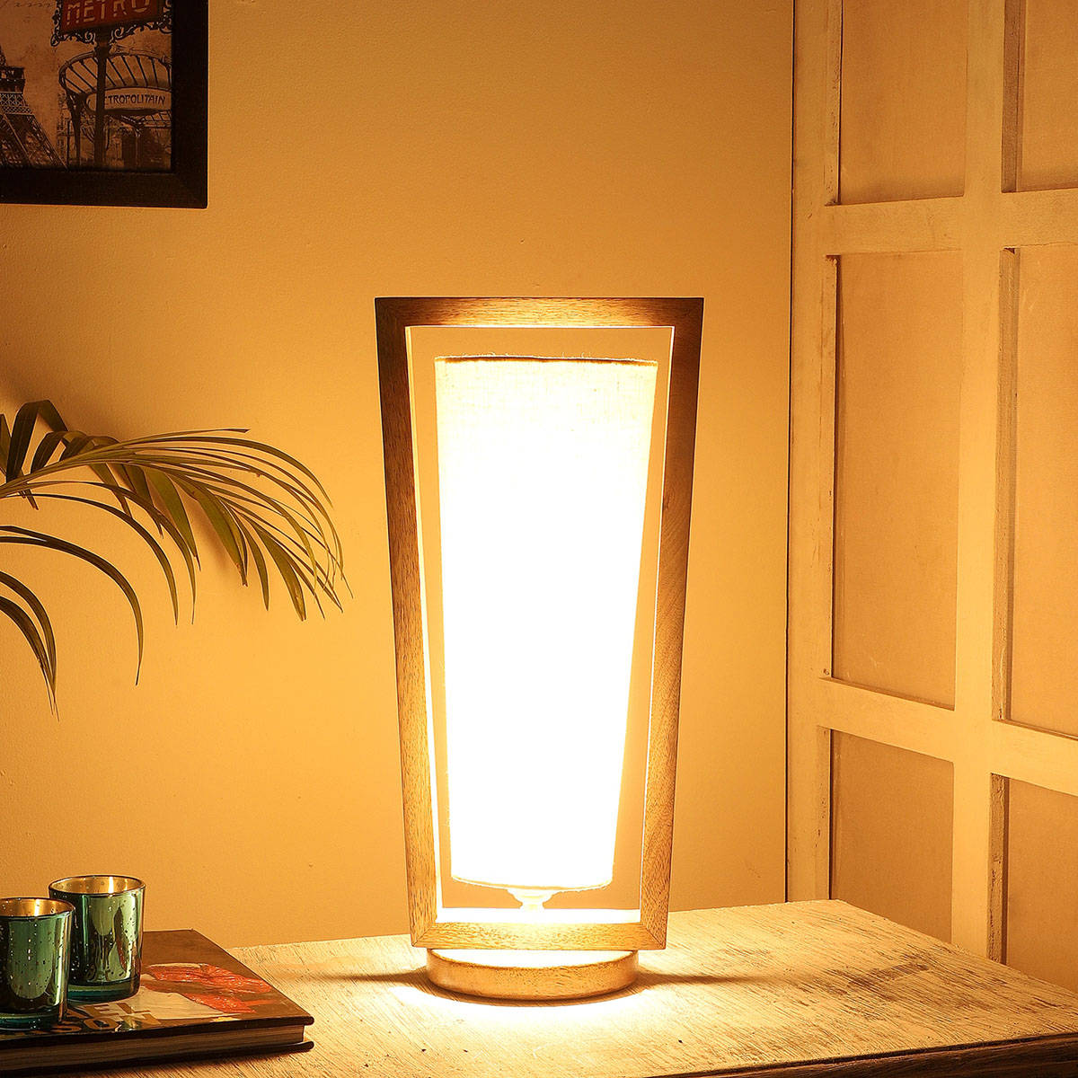 Tu Casa Table Lamp Mango Wood Base & Flex Cotton Shade