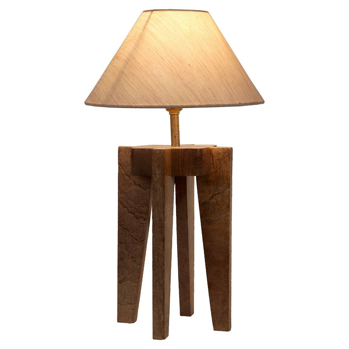 Tu Casa Floor Lamp Mango Wood Base & Beige Cotton Shade