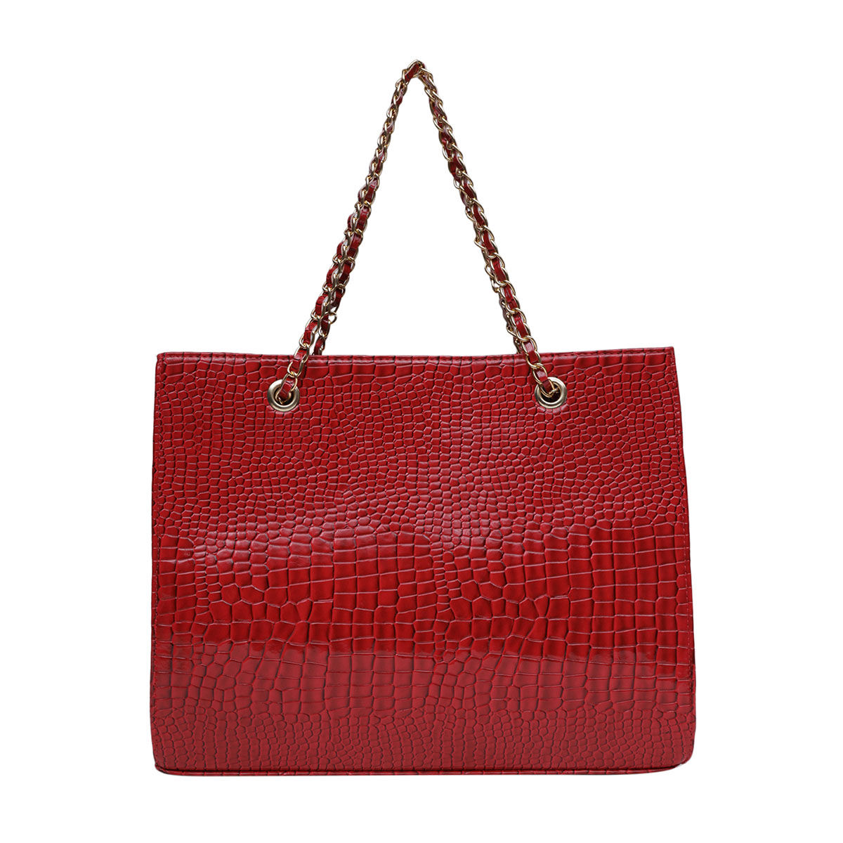 Buy MINI WESST Red Casual Textured Tote Bag with Mobile Pouch Online