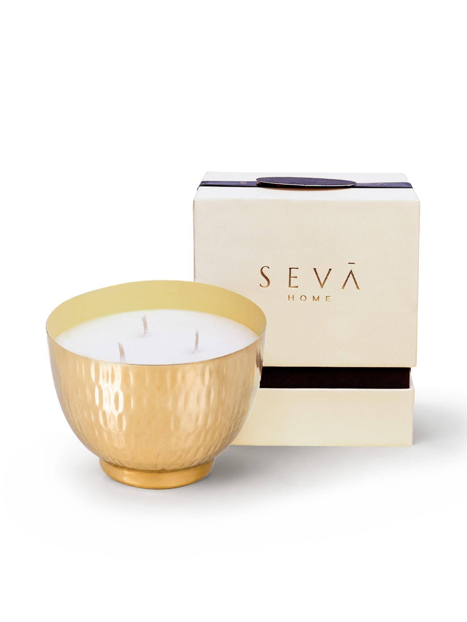 SEVA HOME Hues Amber Gold Scented Candle (Yellow)