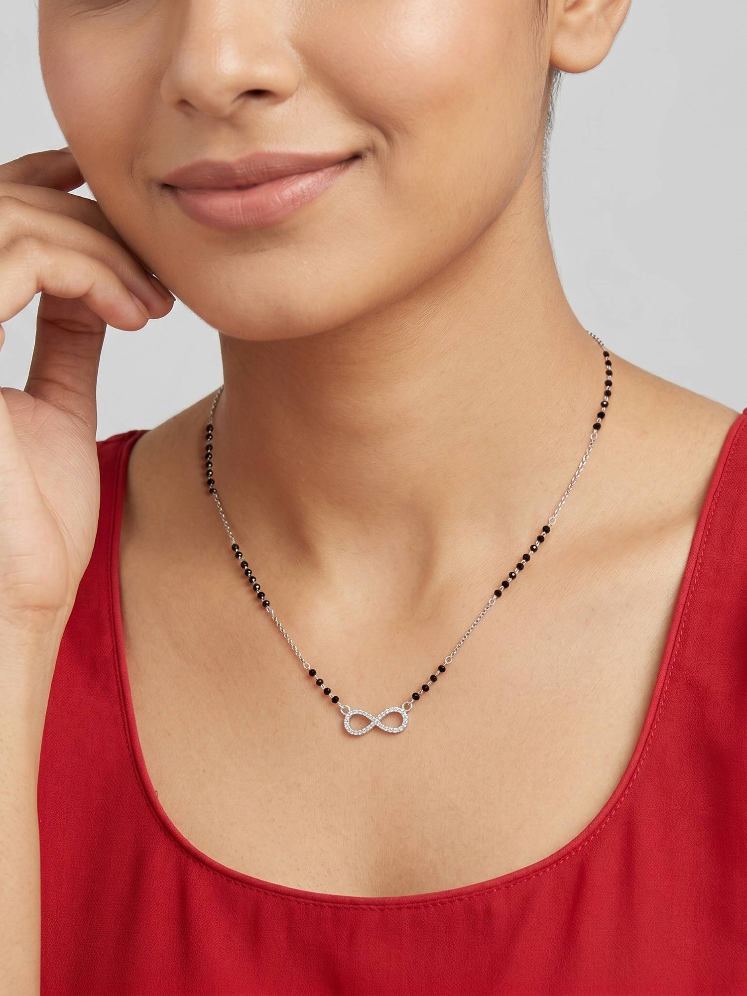 TOUCH925 925 Sterling White Classic Infinity CZ Mangalsutra
