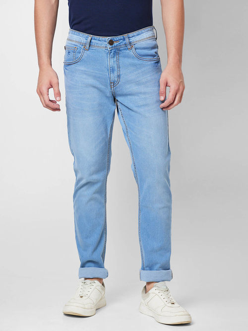 Giordano Blue Regular Fit Solid Mid Waist Clean Look Jeans